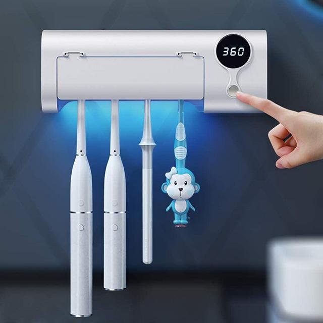 mimore Toothbrush Sanitizer - Toothbrush Sanitizer and Holder w/Sterilization Function - UV Toothbrush Sanitizer for Bathroom - Wireless Wall Mount Rechargeable