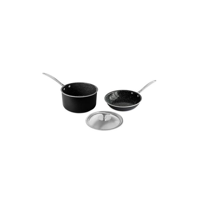 Nordic Ware Basalt 3 Piece 8 Inch Sauté Skillet and 3 Qt Sauce Pan with Lid