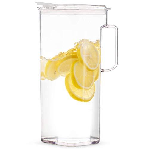Komax Clear Large Tritan Pitcher with Lid | 77 Oz - 2.4 Quart (Full Capacity Jug) | Drink Pitcher for Water, Juice, Ice Tea, Lemonade, Sangria & Milk | Airtight, BPA Free, Square Shape Water Pitcher