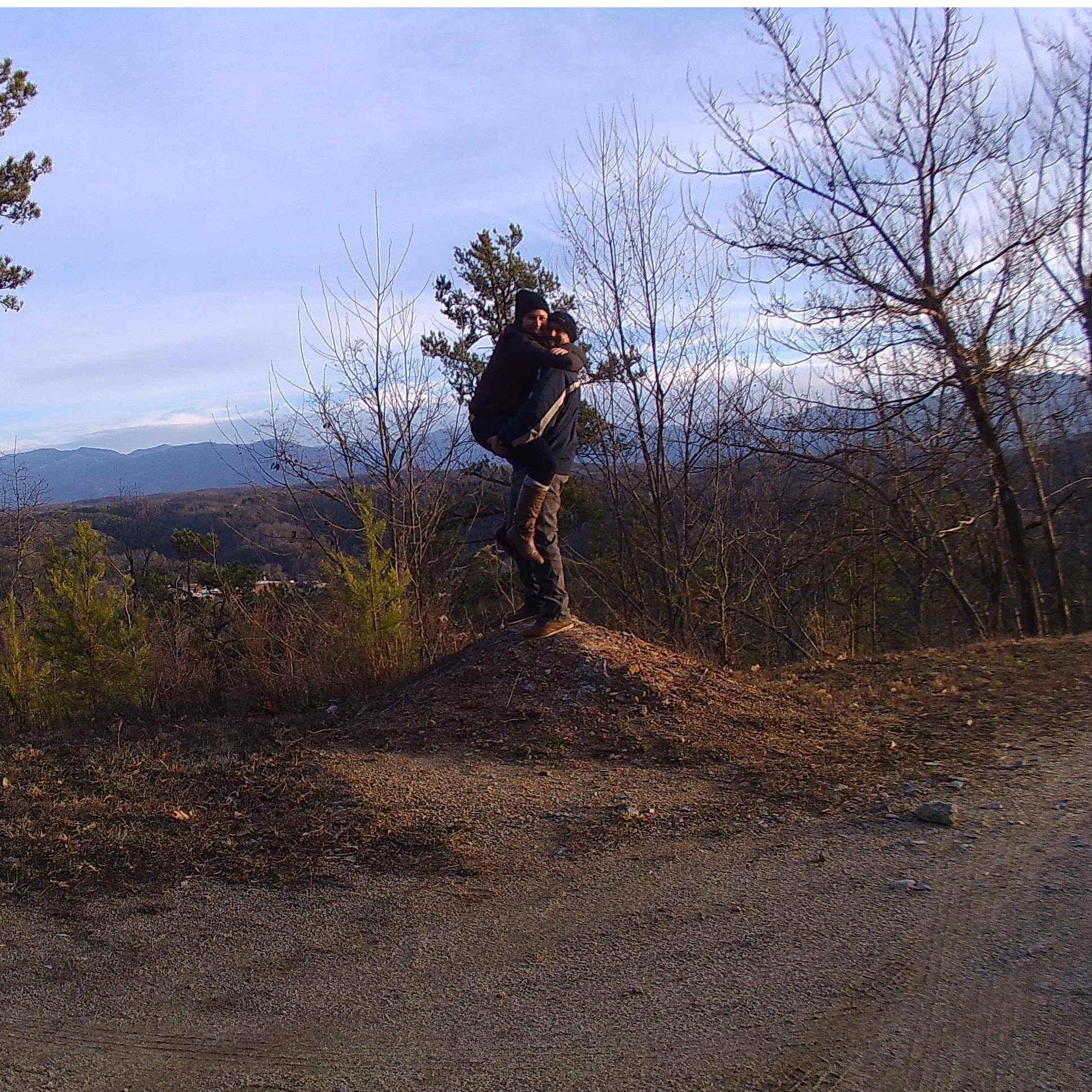 On top of the hill!! lol