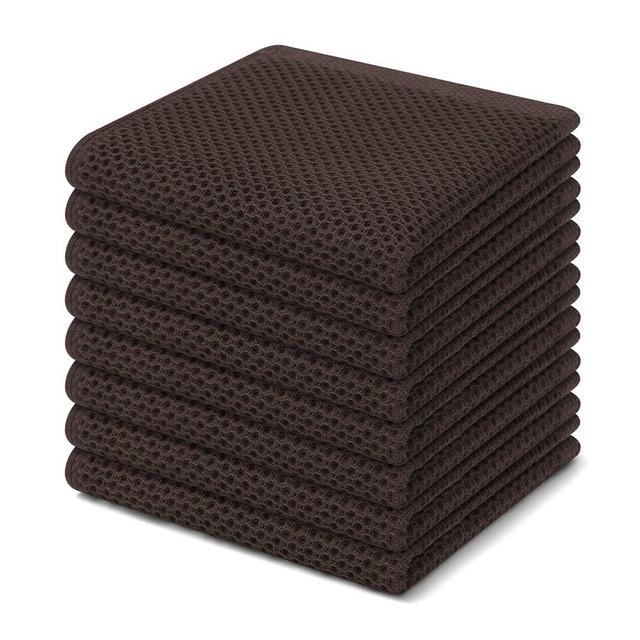 Homaxy 100% Cotton Waffle Weave Kitchen Dish Cloths, Ultra Soft Absorbent Quick Drying Dish Towels, 12 x 12 Inches, 8-Pack, Dark Brown