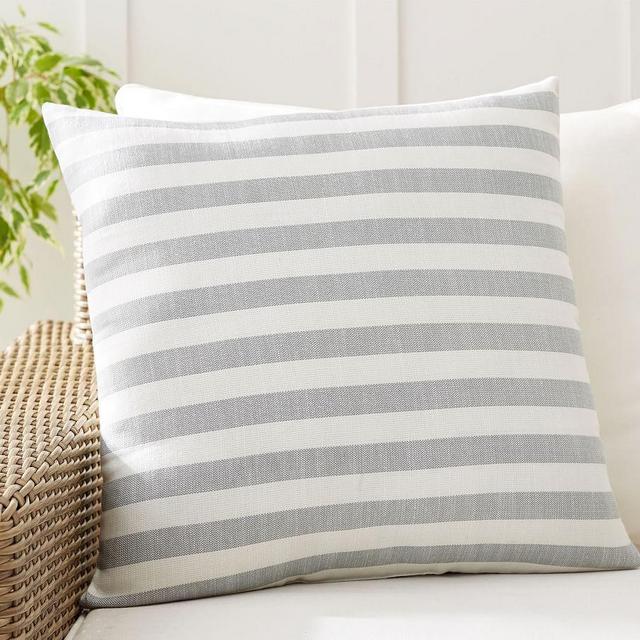 Leandra Striped Reversible Indoor/Outdoor Pillow, 22 x 22", Gray Drizzle