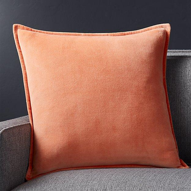Brenner Sherbet Orange 20" Velvet Pillow