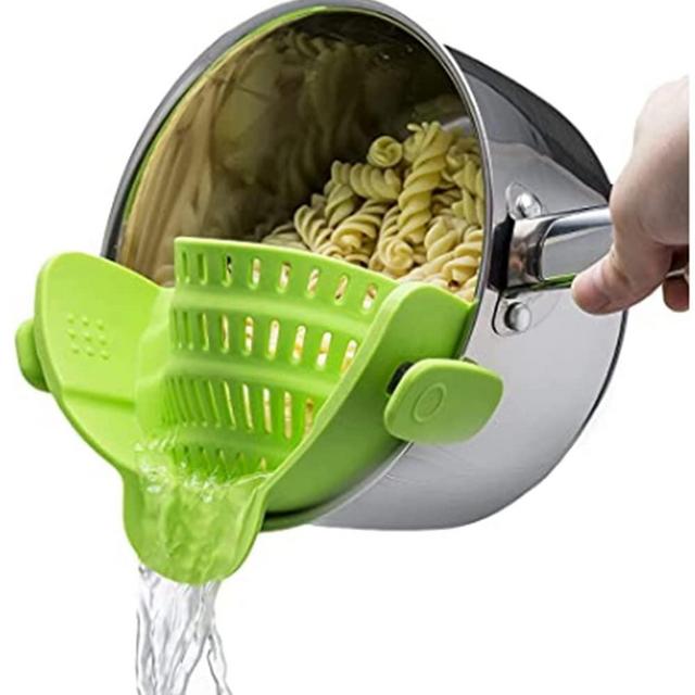 Kitchen Gizmo Snap N Strain Adjustable Silicone Clip On Strainer for Pots, Pans and Bowls - Lime Green