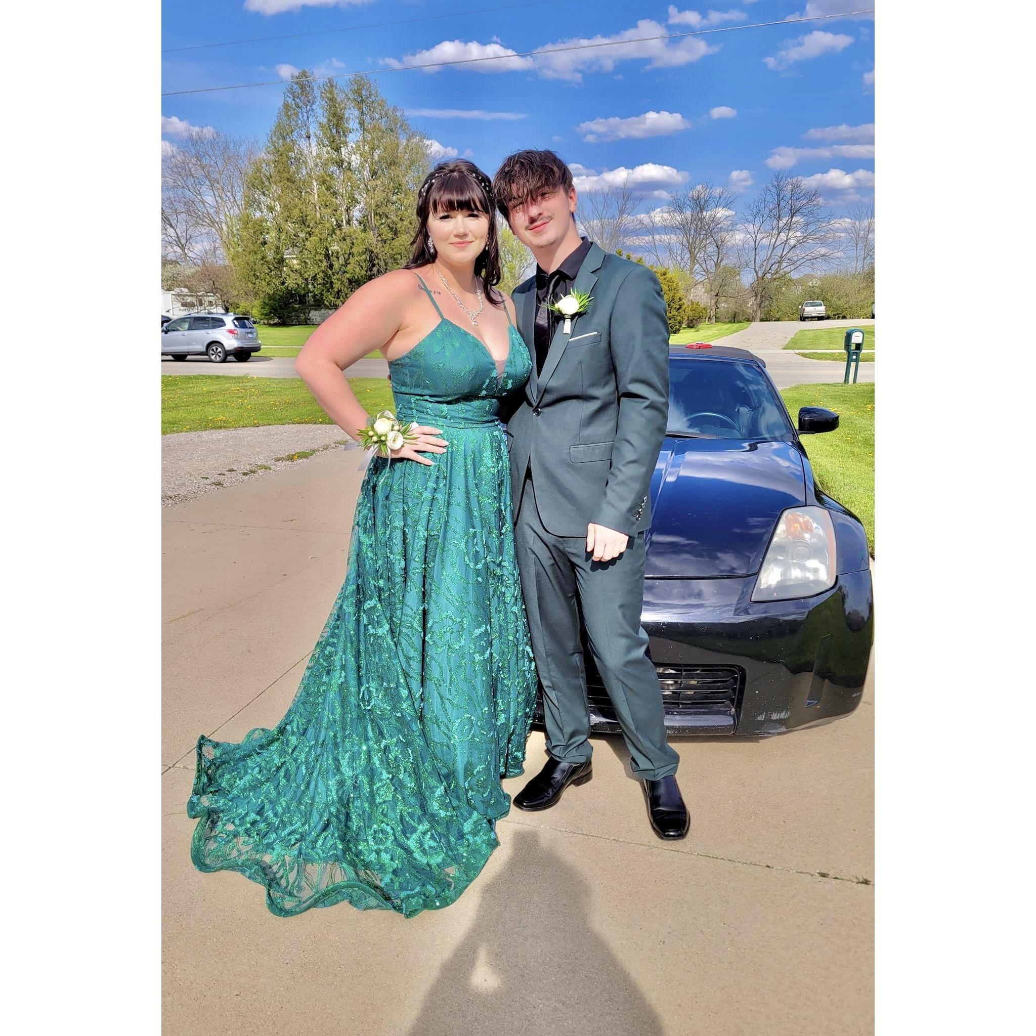 senior prom with his two loves