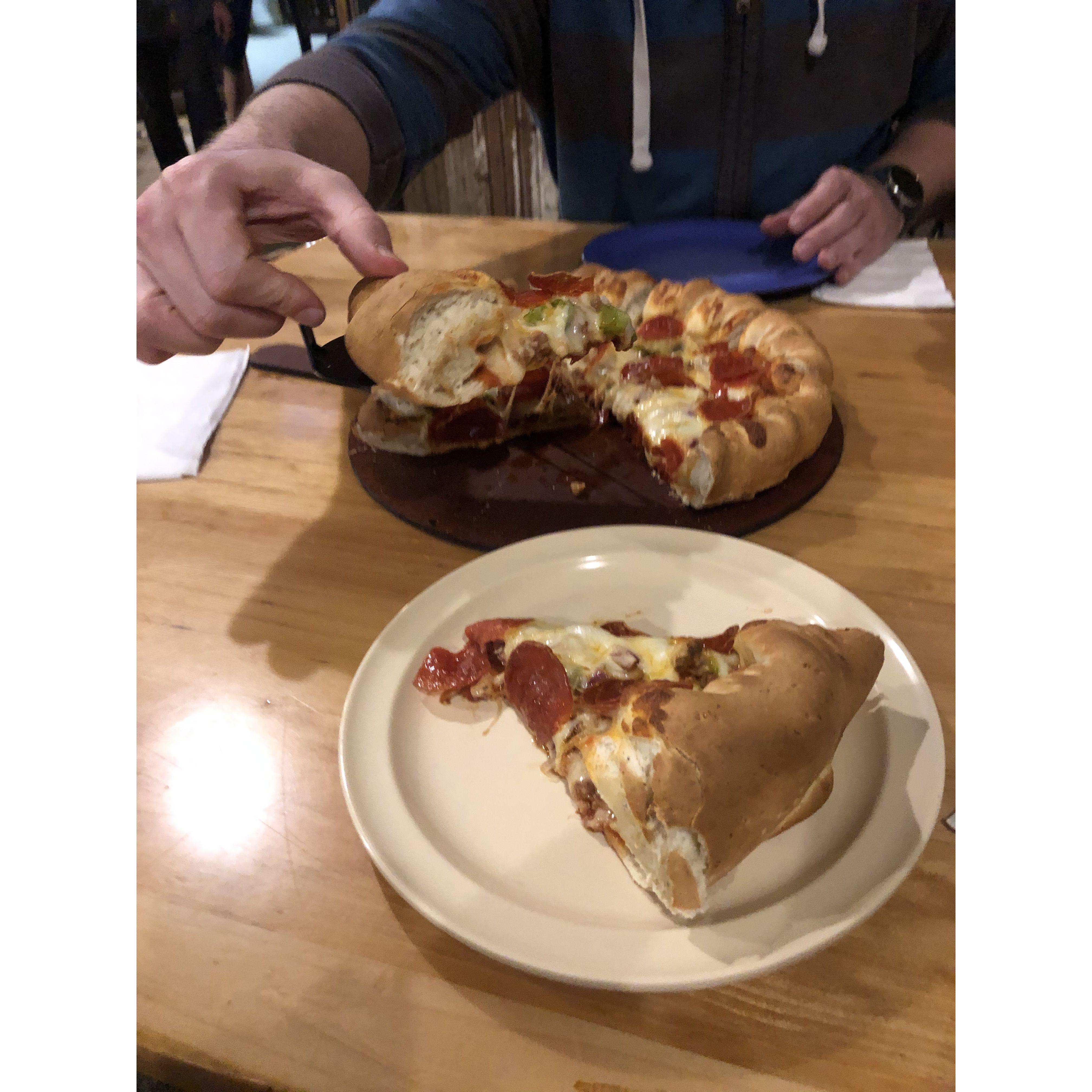 We bonded over pizza, whiskey, beer, and mountains in Breckenridge.