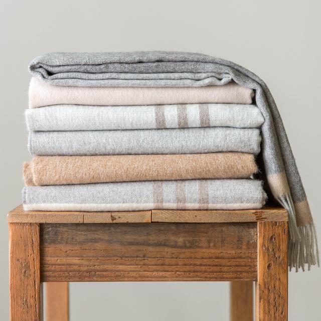 Alpaca Wool Throws - grey/camel fade