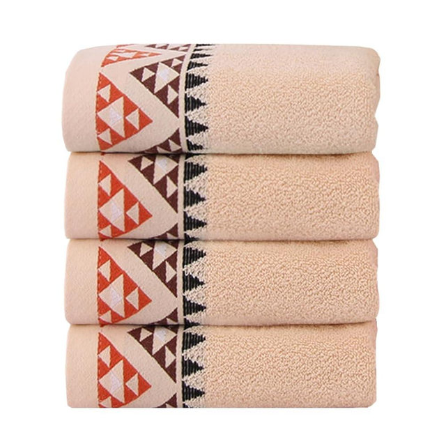 Pidada Hand Towels Set of 4 Indian Geometric Pattern 100% Cotton Soft Decorative Towel for Bathroom 13.4 x 29.5 Inch (Brown)