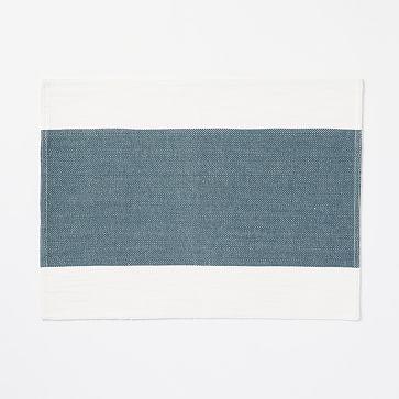 Center Stripe Woven Placemats, Set of 2, Blue Lagoon
