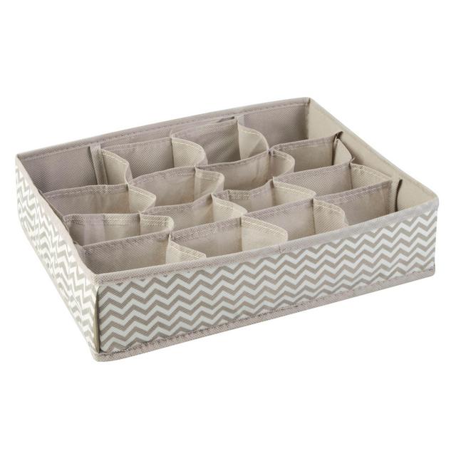InterDesign Axis Chevron Fabric Multiple Compartment Storage Organizer – Pack of 2, Taupe/Natural
