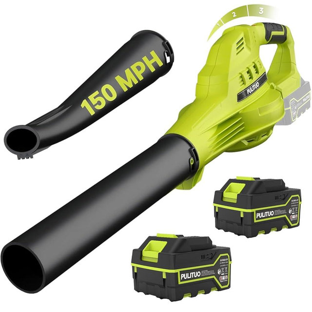 Leaf Blower Cordless with 2X 4.0Ah Batteries and Charger, 60Mins Lasting 150MPH Lightweight Cordless Blower, Small Electric Leaf Blowers for Lawn Care, Patio, Yard, Leaves, Grass and Snow