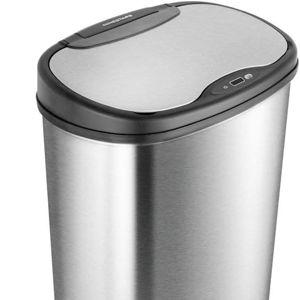 NINESTARS Stainless Steel DZT-50-25 Motion Sensor Trash Can, Large, 50liters, Silver