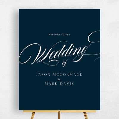 Darkest Teal, Blue Wedding Sign - Marquis Portrait