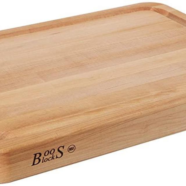 John Boos Block RAD03-GRV Maple Wood Reversible Cutting Board with Juice Groove and Curved Edges, 24 Inches x 18 Inches x 2.25 Inches