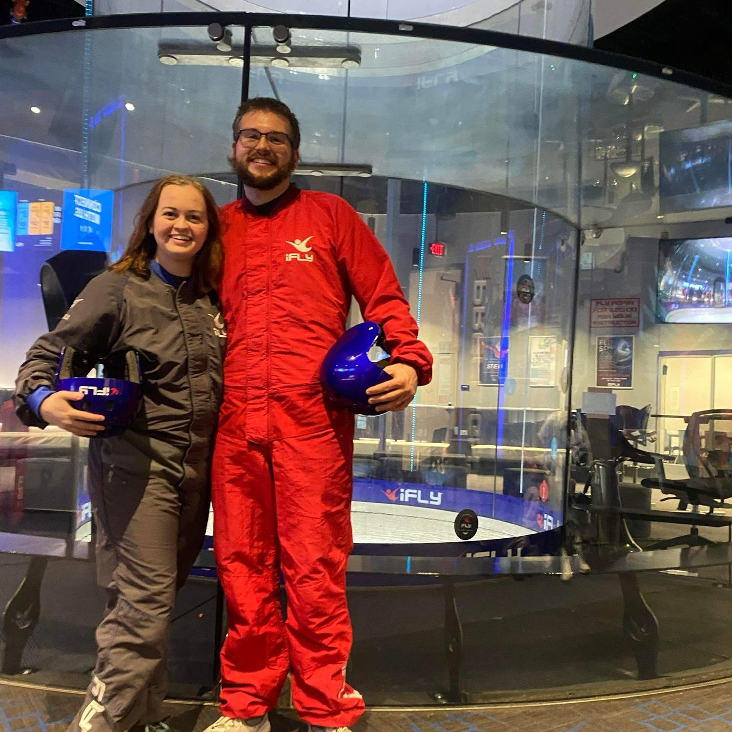 One of our early adventures was flying in a wind tunnel!