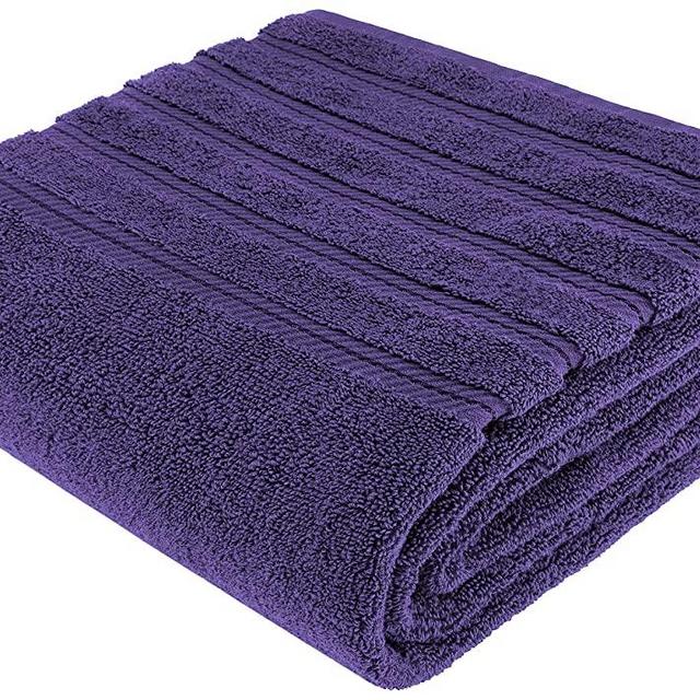 American Soft Linen 100% Genuine Turkish Cotton, Large Jumbo Bath Towel 35x70 Premium & Luxury Towels for Bathroom, Maximum Softness & Absorbent Bath Sheet Violet Purple