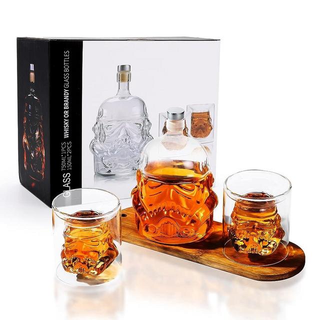 Transparent Creative Whiskey Decanter Set Bottle with 2 Wine Glasses 150ml for liquor, Bourbon, Scotch, Vodka, Whikey Decanter Gifts for Men Women (750ml) (1decanter+2glasses)
