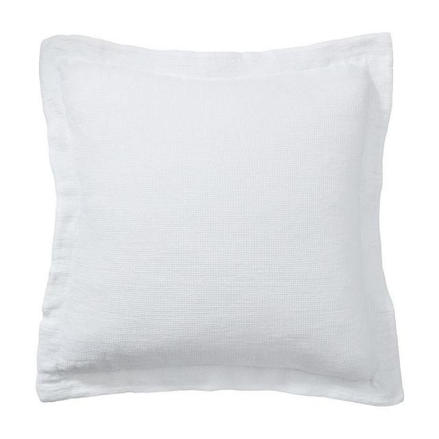 White Belgian Flax Linen Waffle Euro Shams, Set of 3