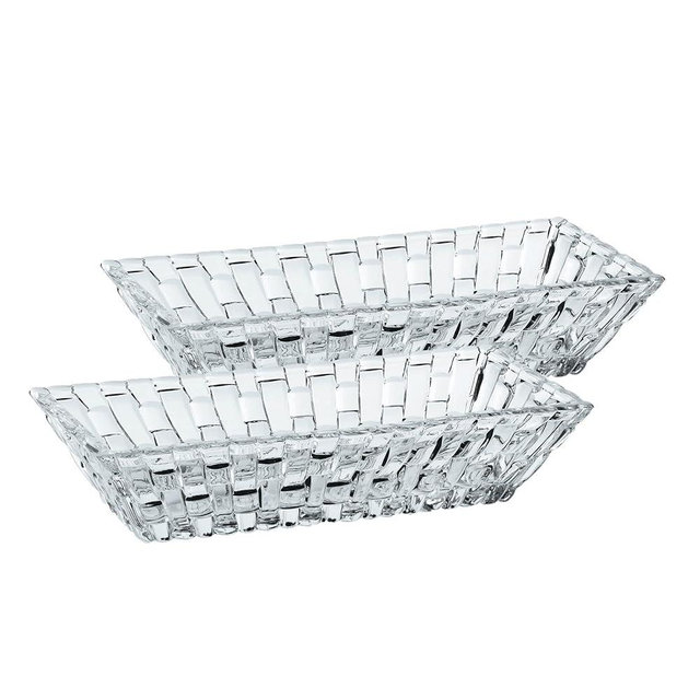 Nachtmann, Bossa Nova, Rectangular Serving Bowl, Set of 2, 6 Inch in Length, Rectangle, Glass Bowls for Kitchen, Clear Crystal Glass Dish for Side Dishes, Fruit, Dessert, Grapes, Snack Serving Plates