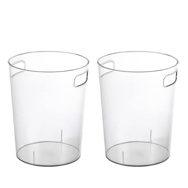 Anyoifax Small Trash Can Plastic Wastebasket 1.5 Gallon Round Garbage Container Bin with Handles for Bathroom, Bedroom, Kitchen, College Dorm, Office, Craft Room - Clear, 2 Pack