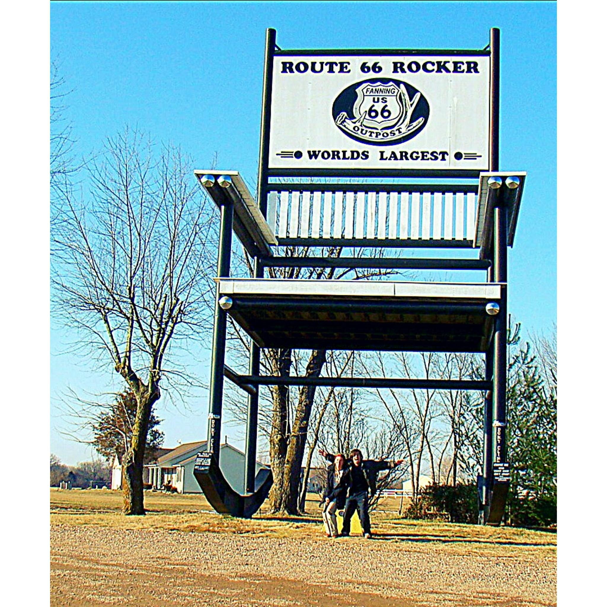 Rocking out at the largest rocking chair in the world! Kristan's favorite thing to do is visit roadside attractions, probably because she grew up in Allen Park, home of the world's largest tire.