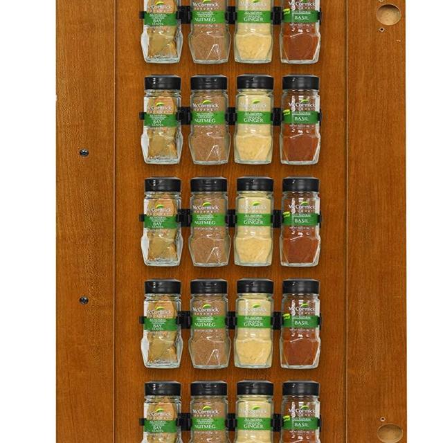 SimpleHouseware Spice Gripper Clips Strips Cabinet Holder - 4 Strips, Holds 20 Jars, Black