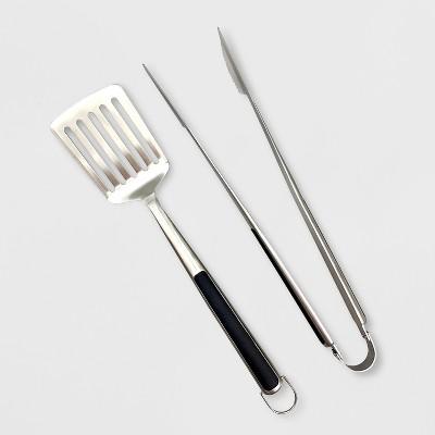2pc Stainless Steel Grill Tool Set - Silver  - Made By Design™