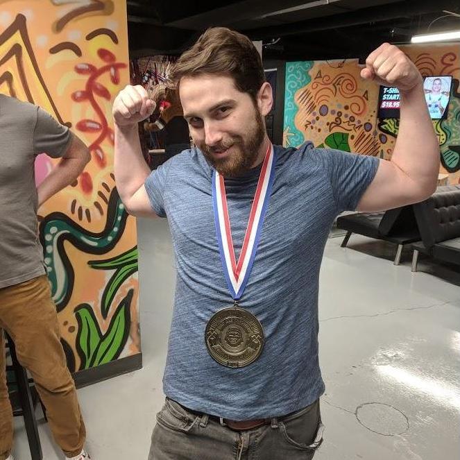 Axe throwing champion at his 29th birthday in Chicago