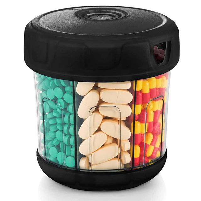 Extra Large Supplement Organizer, Vitamin Organizer with XL 7 Large Compartments, TPU Soft Lid Easy to Load and to Use Pill Dispenser, 1 Month Jumbo Vitamin Holder Medicine Organizer Storage