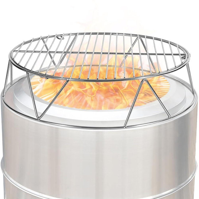 Lineslife Fire Pit Accessory Kit for 19.5" Solo Stove Bonfire and Other Firepit, Stainless Steel Round Grill Cooking Grate & Fire Pit Stand for Outdoor Camping BBQ Picnic Fireplace Tools Silver