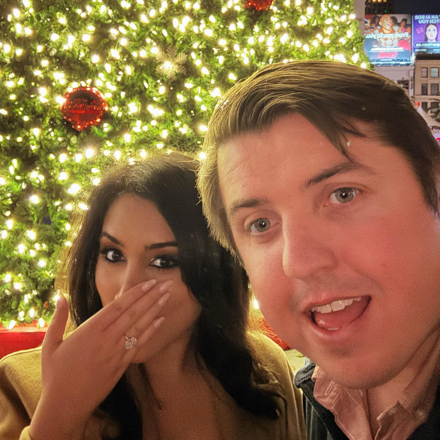 Taken in San Francisco at Union Square on the night that we got engaged
