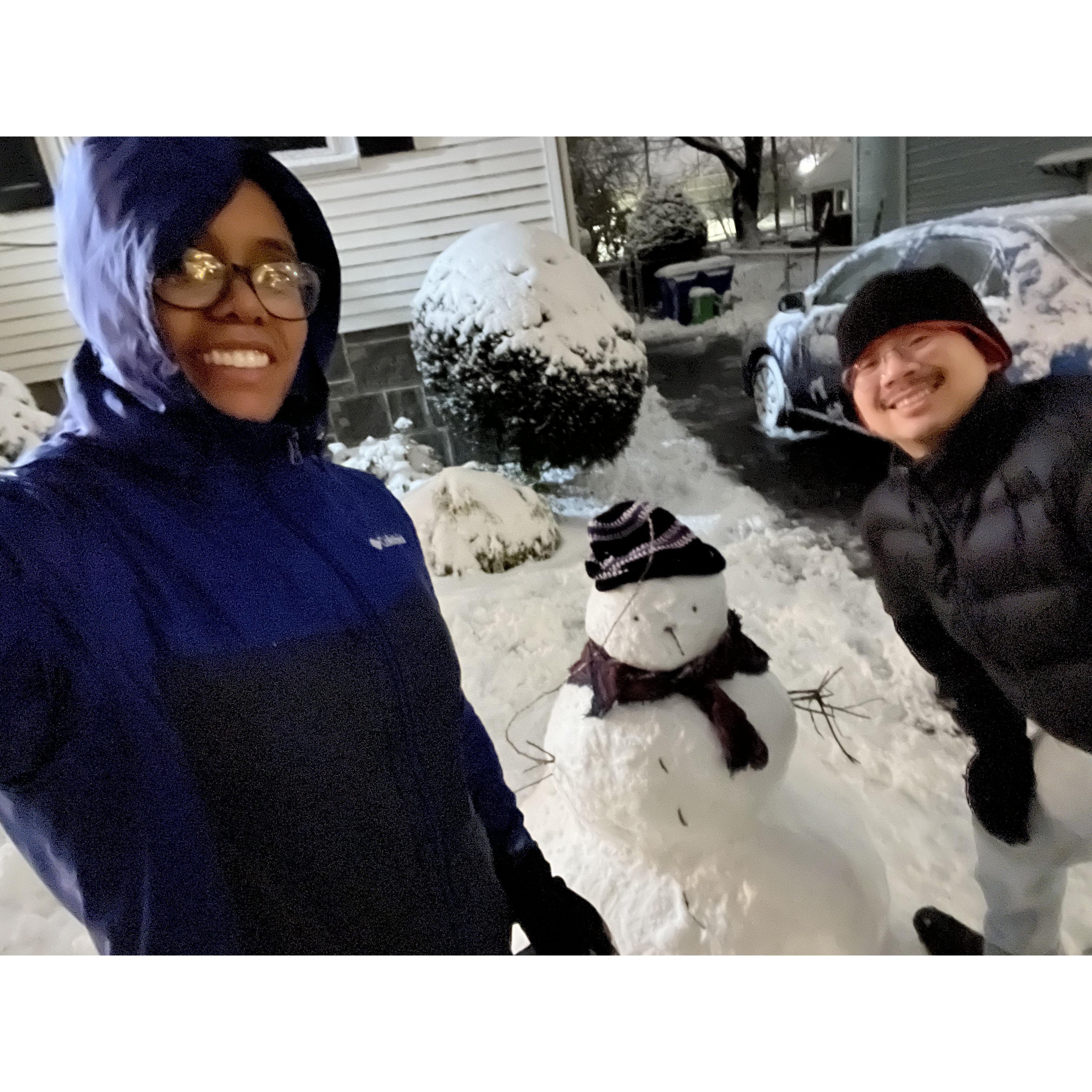 First snowman in Boston 2024