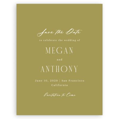 Olive Green Wedding Digital Save the Date - Uzes Portrait