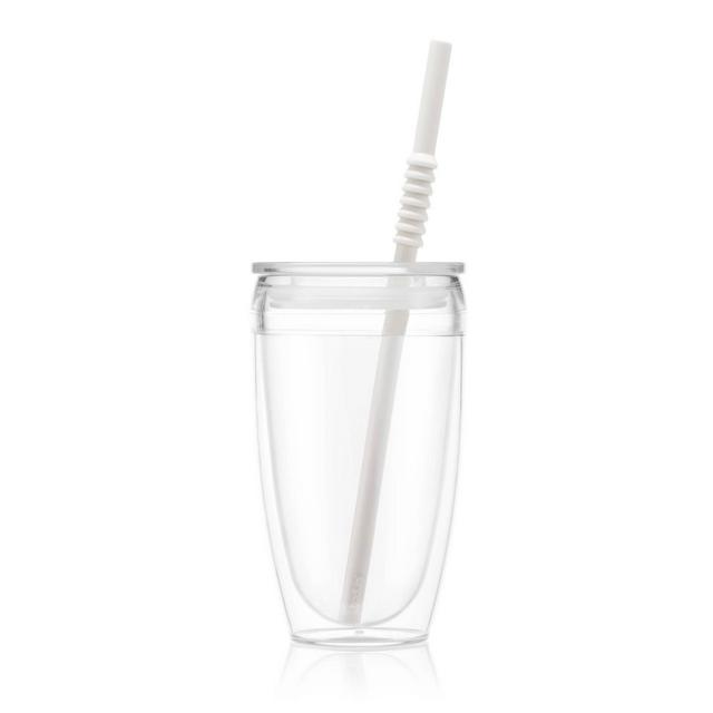 Bodum 13.5oz Pavina To Go Travel Mug Double Wall with Straw Plastic - White