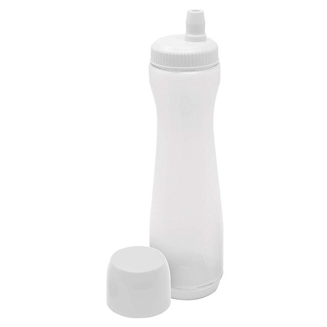Pancake Batter Dispenser Pen by Exultimate Easy Squeeze Bottle Mess Free Baking Drip Proof Silicone Nozzle and Measurement Marker Plastic Condiment Bottles Pancakes, Waffles, Crepes, 3 Cups, White