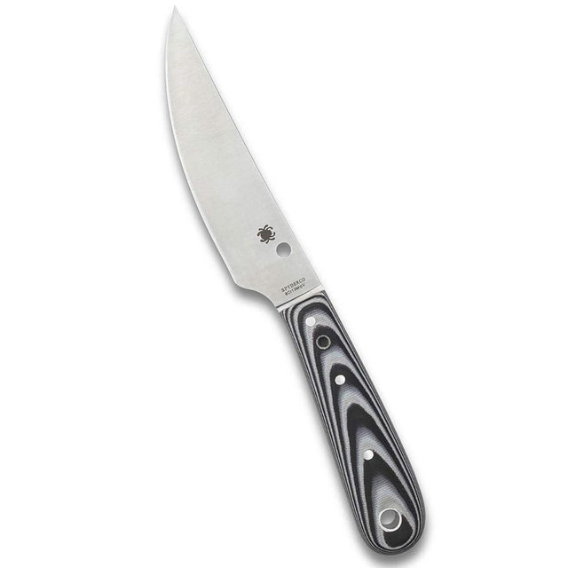 Spyderco Bow River Fixed Blade Outdoor Hunting Knife with 4.40" 8Cr13MoV Stainless Steel Blade and Handcrafted Leather Sheath - PlainEdge - FB46GP