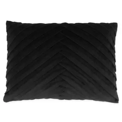 James Pleated Rectangle Velvet Throw Pillow in Soft White