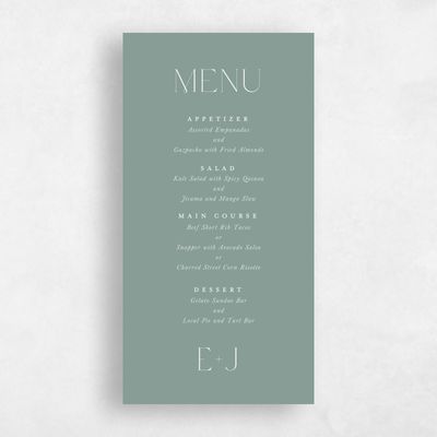 Rich Sage, Green Wedding Menu - Calidore