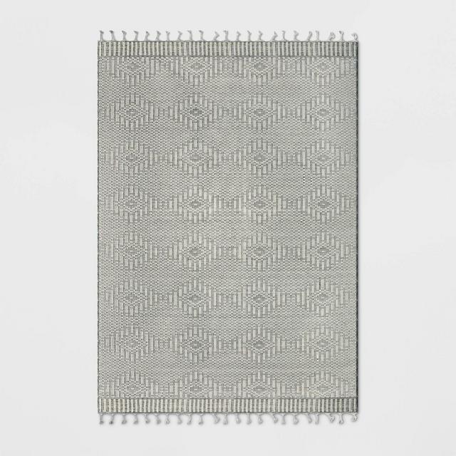 7' x 10' Diamond Outdoor Rug with Fringe Ivory/Gray - Threshold™ designed with Studio McGee