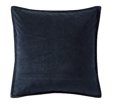 Washed Velvet Pillow Cover, 20", Midnight Blue