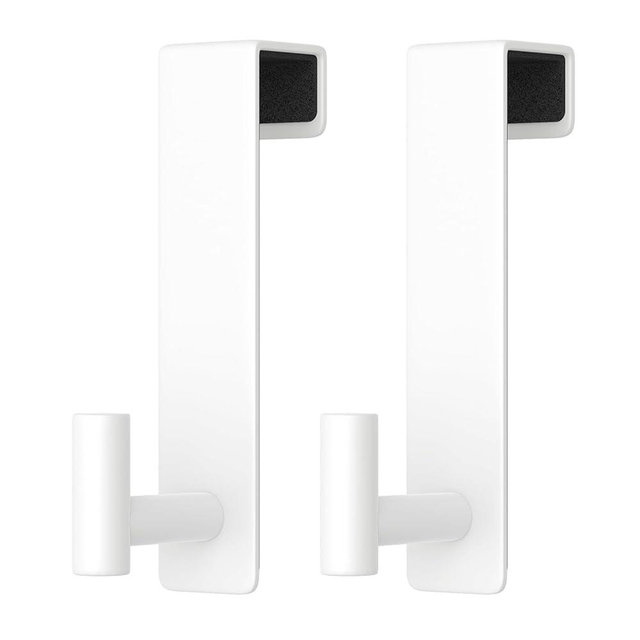 PMMASTO 2-Pack Over The Door Hooks - Rustproof Stainless Steel Door Hangers for 1-3/4 Inch Doors, Non-Marking and Tool-Free Easy Install​​ (White, T Shape-Fits 1-3/4" Thick Door)