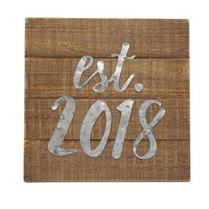 Est. 2018 Planked Wood & Tin Plaque