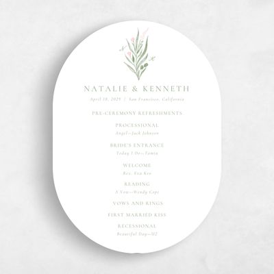 White Oval Wedding Program - Arden