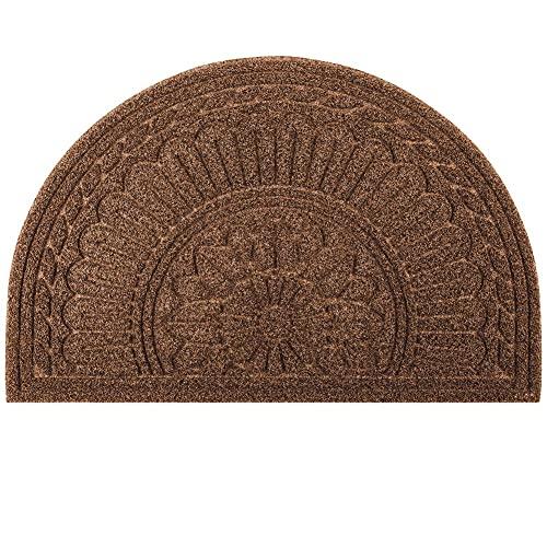 Mibao Half Round Entrance Door Mat, 24 x 36 inch Winter Durable Large Heavy Duty Front Outdoor Rug, Non-Slip Welcome Doormat for Entry, Patio