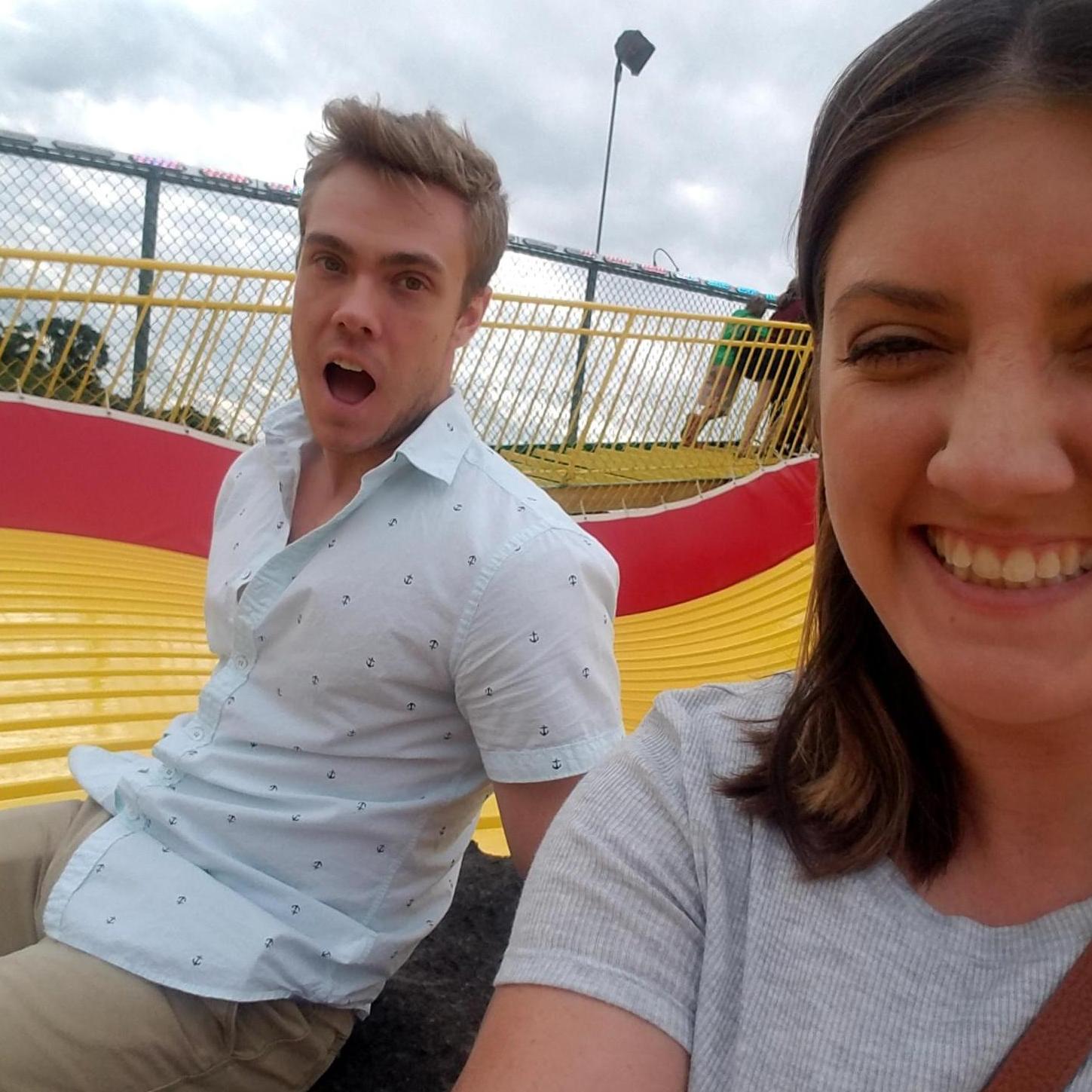 The giant slide at the state fair was fun!