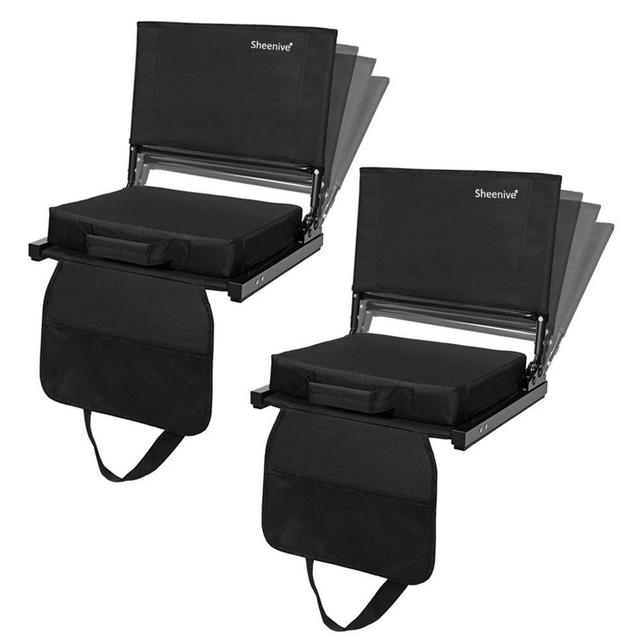 Sheenive Reclining Stadium Seats for Bleachers, Padded Cushion Stadium Seat Chairs for Bleacher with Back Support and Shoulder Strap, 4 Reclining Positions, Detachable Seat for Multi Use
