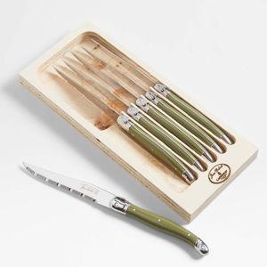 Jean Dubost Laguiole ® Mixed Linen Steak Knives, Set of 6
