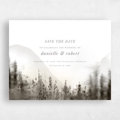 Dark Taupe, Grey Wedding Save the Date - Grove Landscape