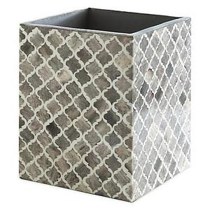 Kassatex Marrakesh Real Bone Wastebasket in Grey