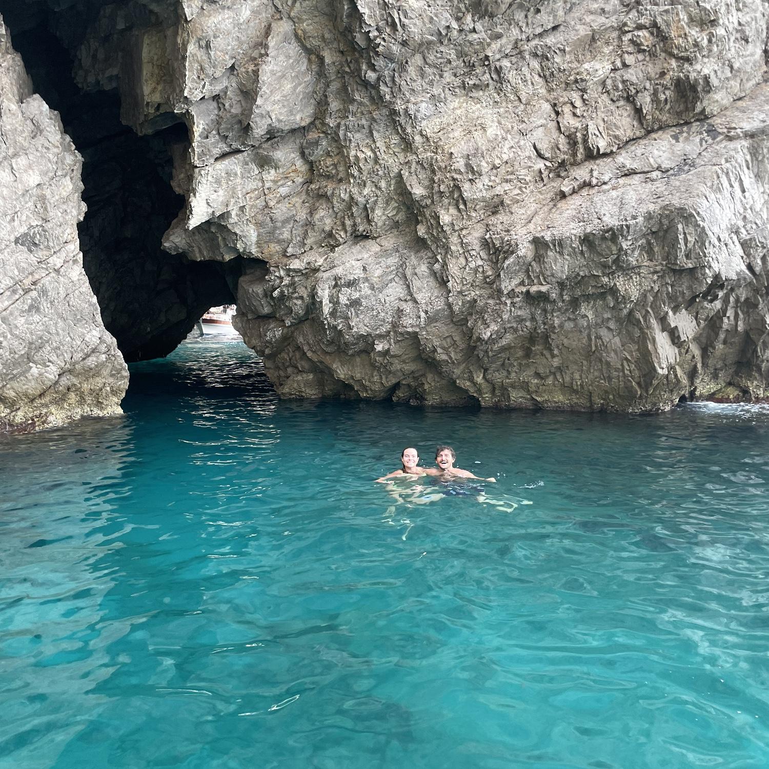 Swimming in Lovers Cove in Capri, Italy
